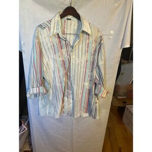 Energie Striped Long Sleeve Button Up Shirt Women 56 JW